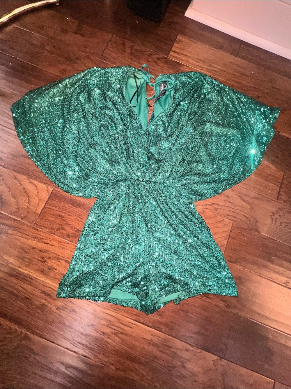 Aakaa Emerald Green Sequin Women’s One-Piece Romper